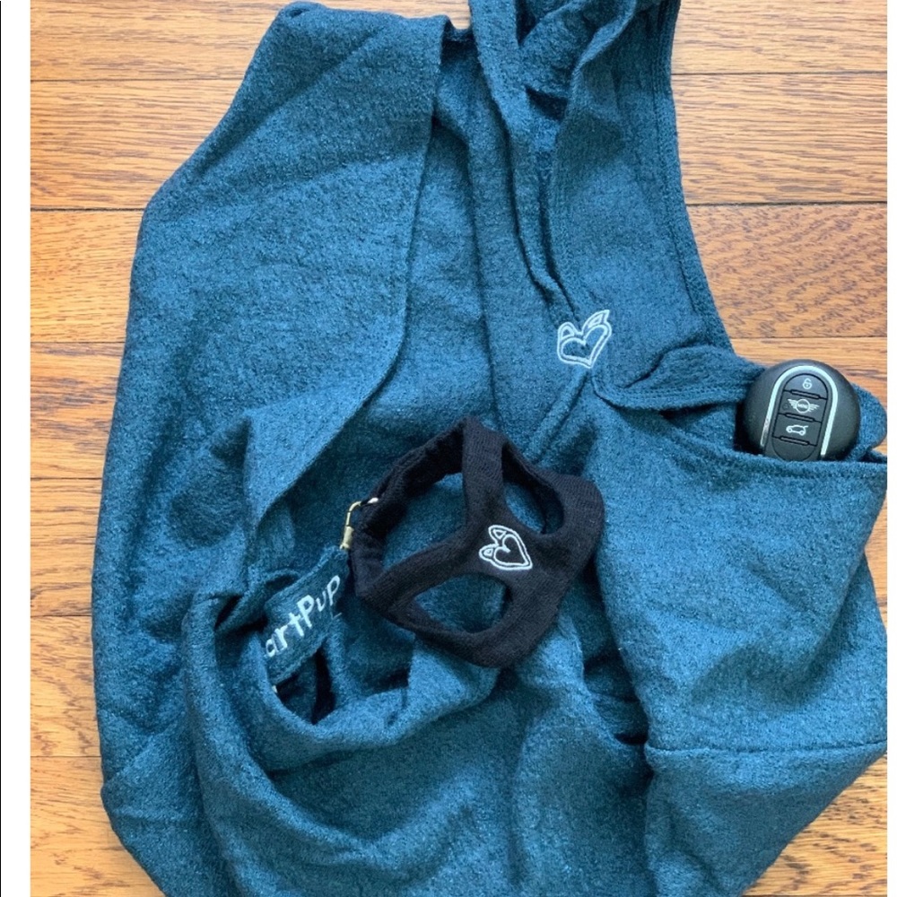 💙 Sapphire lefty wool toy size pooch with larger pet pouch
